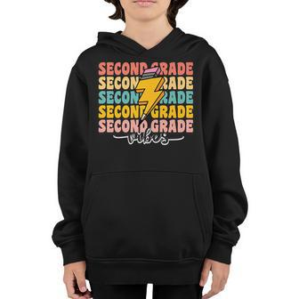 2Nd Grade Vibes Boy Girl Back To School Letter Graphic Youth Hoodie | Mazezy