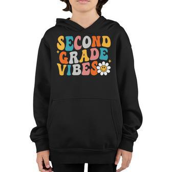 2Nd Grade Vibes Girl Boho Style Groovy Back To School Boho Gifts Youth Hoodie | Mazezy