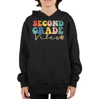 2Nd Grade Vibes Retro Groovy Back To School First Day Retro Gifts Youth Hoodie | Mazezy