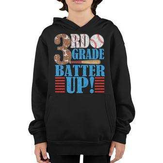 3Rd Grade Back To School 3Rd Grade Batter Up Baseball Baseball Funny Gifts Youth Hoodie | Mazezy