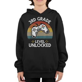 3Rd Grade Level Unlocked Video Game Vintage Back To School 3Rd Grade Funny Gifts Youth Hoodie | Mazezy