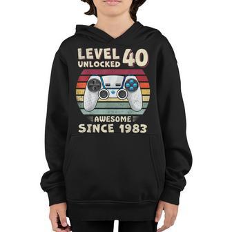 40 Birthday Decorations Gamer Men Video 1983 40Th Birthday Youth Hoodie - Thegiftio UK