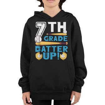 7Th Grade Back To School 7Th Grade Batter Up Baseball Baseball Funny Gifts Youth Hoodie | Mazezy