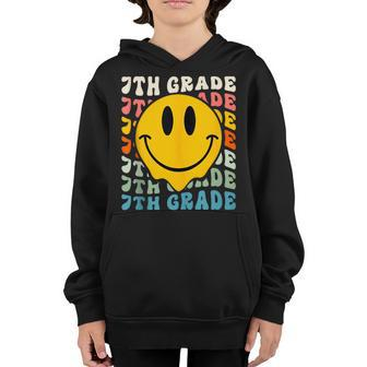 7Th Grade Vibes Smile Face Groovy Teachers Back To School Groovy Gifts Youth Hoodie | Mazezy