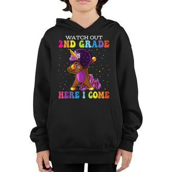 Afro Unicorn Dabbing Watch Out 2Nd Grade Back To School Unicorn Funny Gifts Youth Hoodie | Mazezy