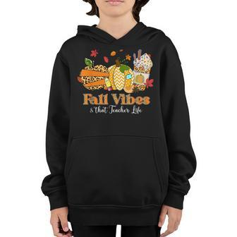 Apple Pencil Pumpkin Leopard Fall Vibes That Teacher Life Gifts For Teacher Funny Gifts Youth Hoodie | Mazezy