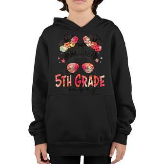Back To School Girl 5Th Grade Vibes Messy Bun Hair First Day Bun Gifts Youth Hoodie | Mazezy