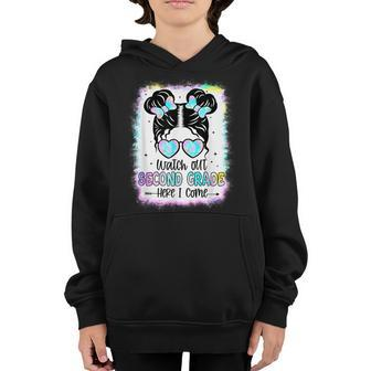 Back To School Messy Bun Watch Out Second Grade Here I Come Bun Gifts Youth Hoodie | Mazezy
