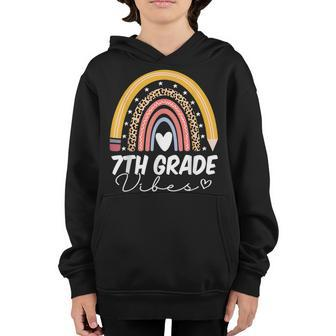 Back To School Rainbow 7Th Seventh Grade Vibes Teachers Rainbow Gifts Youth Hoodie | Mazezy