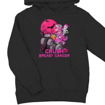 Crush Breast Cancer Skeleton Monster Truck Halloween Boy Kid Youth Hoodie - Thegiftio UK