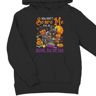 Don't Scare Me I'm A School Bus Driver Halloween Pumpkin Youth Hoodie - Monsterry