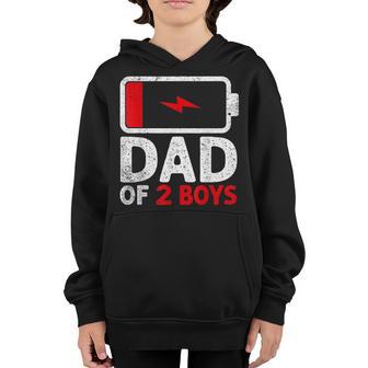Fathers Day Dad Of 2 Two Boys Low Battery Daddy Gifts Gift For Mens Youth Hoodie | Mazezy