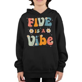 Five Is A Vibe 5Th Birthday Party 5 Five Year Old Kids Decor Youth Hoodie - Thegiftio UK