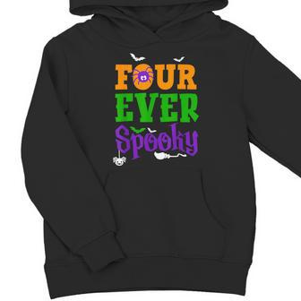 Four Ever Spooky Halloween 4Th Birthday Party 4 Year Old Boy Youth Hoodie - Thegiftio