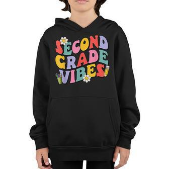 Funny 2Nd Grade Vibes Back To School First Day Groovy Retro Retro Gifts Youth Hoodie | Mazezy