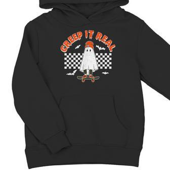 Ghost Skateboard Creep It Real Halloween Toddler Boy Kid Youth Hoodie | Mazezy