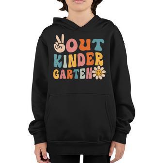 Groovy Peace Out Kindergarten Class Of 2023 Last Day School Youth Hoodie - Thegiftio UK