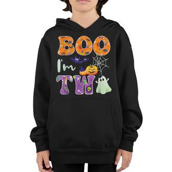 Kids Boo Im Two Ghost Second 2Nd Birthday Halloween Youth Hoodie | Mazezy