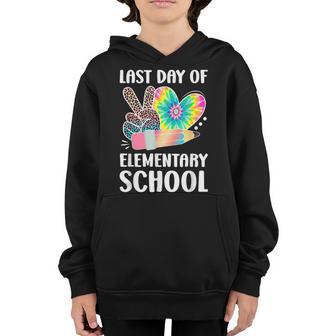 Peace Love Last Day Of Elementary School Last Day Of School Youth Hoodie - Thegiftio UK