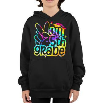 Peace Out 5Th Grade Graduation Last Day Of School Tie Dye Youth Hoodie - Thegiftio UK