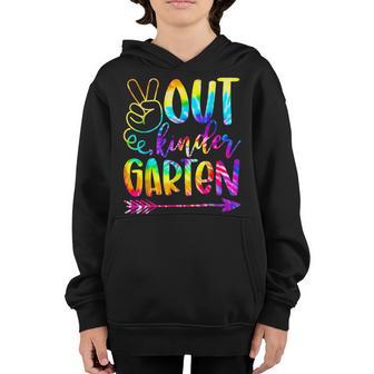 Peace Out Kindergarten Happy Last Day Of School Tie Dye Kid Youth Hoodie - Thegiftio UK
