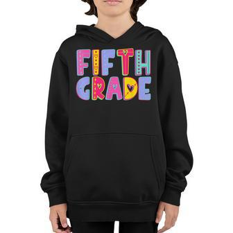 Retro Fifth Grade Rainbow Vibes Back To School 5Th Grade Retro Gifts Youth Hoodie | Mazezy