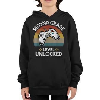 Second Grade Level Unlocked Video Game Back To School Youth Hoodie | Mazezy