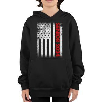 Senior 2024 American Flag Usa Graduation Class Of 2024 Youth Hoodie - Thegiftio UK