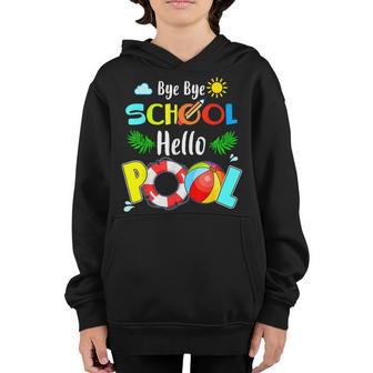 Summer Time Goodbye School Hello Pool Mermaid Students Funny Youth Hoodie - Thegiftio UK