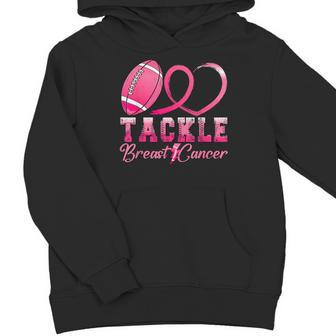 Tackle Breast Cancer Awareness Football Pink Ribbon Boys Kid Youth Hoodie | Mazezy