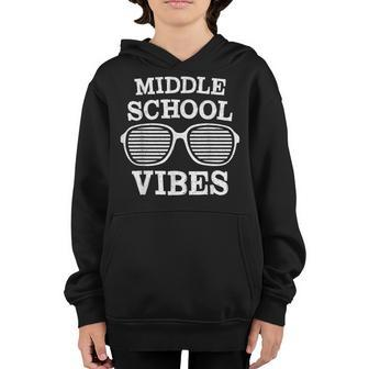 Teacher Student Middle School Vibes First Day Of School 2021 Gifts For Teacher Funny Gifts Youth Hoodie | Mazezy