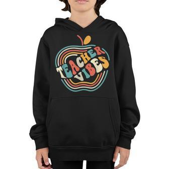 Teacher Vibes Retro First 1St Day Of School Back To School Gifts For Teacher Funny Gifts Youth Hoodie | Mazezy