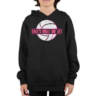 Thats What She Set | Ball Game | Beach Volleyball Player Youth Hoodie - Thegiftio UK