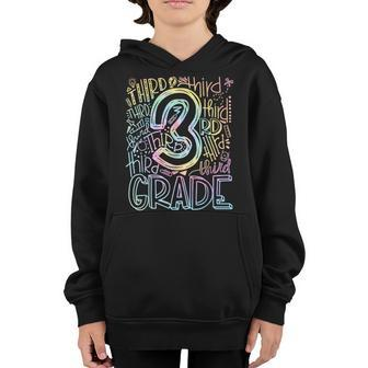 Tie Dye 3Rd Grade Typography Students Teacher Back To School Gifts For Teacher Funny Gifts Youth Hoodie | Mazezy