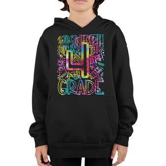 Tie Dye 4Th Grade Typography Team Fourth Grade Teacher Gifts Gifts For Teacher Funny Gifts Youth Hoodie | Mazezy