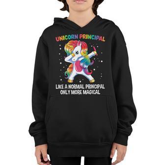 Unicorn Principal Dabbing Unicorn Funny Back To School Youth Hoodie - Thegiftio UK