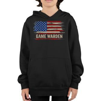 Vintage Game Warden American Flag Job Gift Youth Hoodie | Mazezy