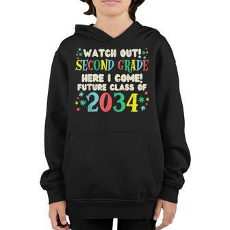 Watch Out 2Nd Grade Future Class Of 2034 Grow With Me Youth Hoodie | Mazezy