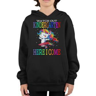 Watch Out Kindergarten Here I Come Unicorn Back To School Unicorn Gifts Youth Hoodie | Mazezy