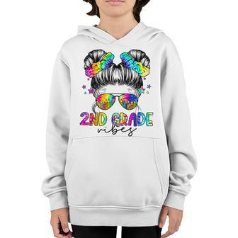 2Nd Grade Vibes Messy Bun Girl - Second Grade Back To School  Bun Gifts Youth Hoodie