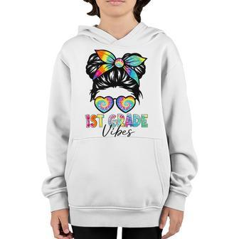 First Grade Vibes Messy Bun 1St Grade Team Back To School Bun Gifts Youth Hoodie | Mazezy