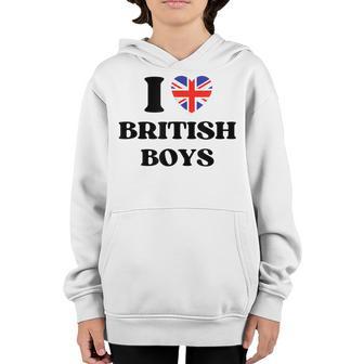 Funny I Love British Boys I Red Heart British Boys Britain Youth Hoodie - Thegiftio UK