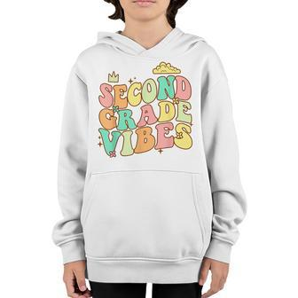 Groovy Retro 2Nd Grade Vibes Back To School First Day Retro Gifts Youth Hoodie | Mazezy