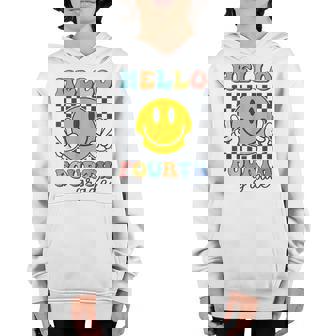 Hello Fourth Grade Retro Smile Team 4Th Grade Back To School Youth Hoodie | Mazezy