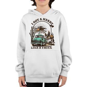 I Got A Heart Like A Truck Western Country Music Cowboy Youth Hoodie - Thegiftio UK