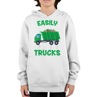 Kids Trash Truck Boys Easily Distracted By Garbage Trucks Youth Hoodie - Thegiftio UK