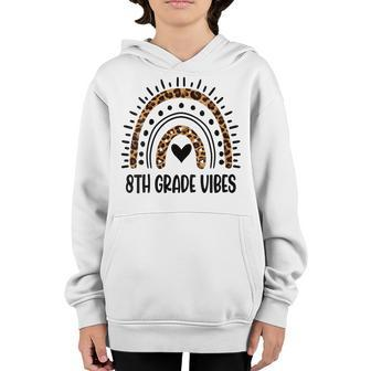 Leopard Rainbow Eighth 8Th Grade Vibes Back To School Boys Rainbow Gifts Youth Hoodie | Mazezy