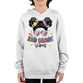 Messy Bun Tie Dye 2Nd Grade Vibes Cute Back To School Gifts Bun Gifts Youth Hoodie | Mazezy