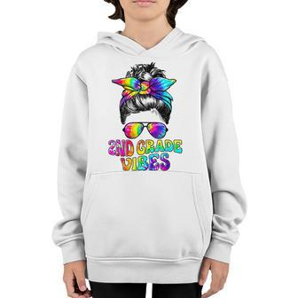Second Grade Vibes - 2Nd Grade Messy Bun 1St Day Of School Bun Gifts Youth Hoodie | Mazezy