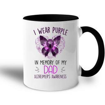 I Wear Purple In Memory Of My Dad Alzheimers Awareness Accent Mug - Seseable